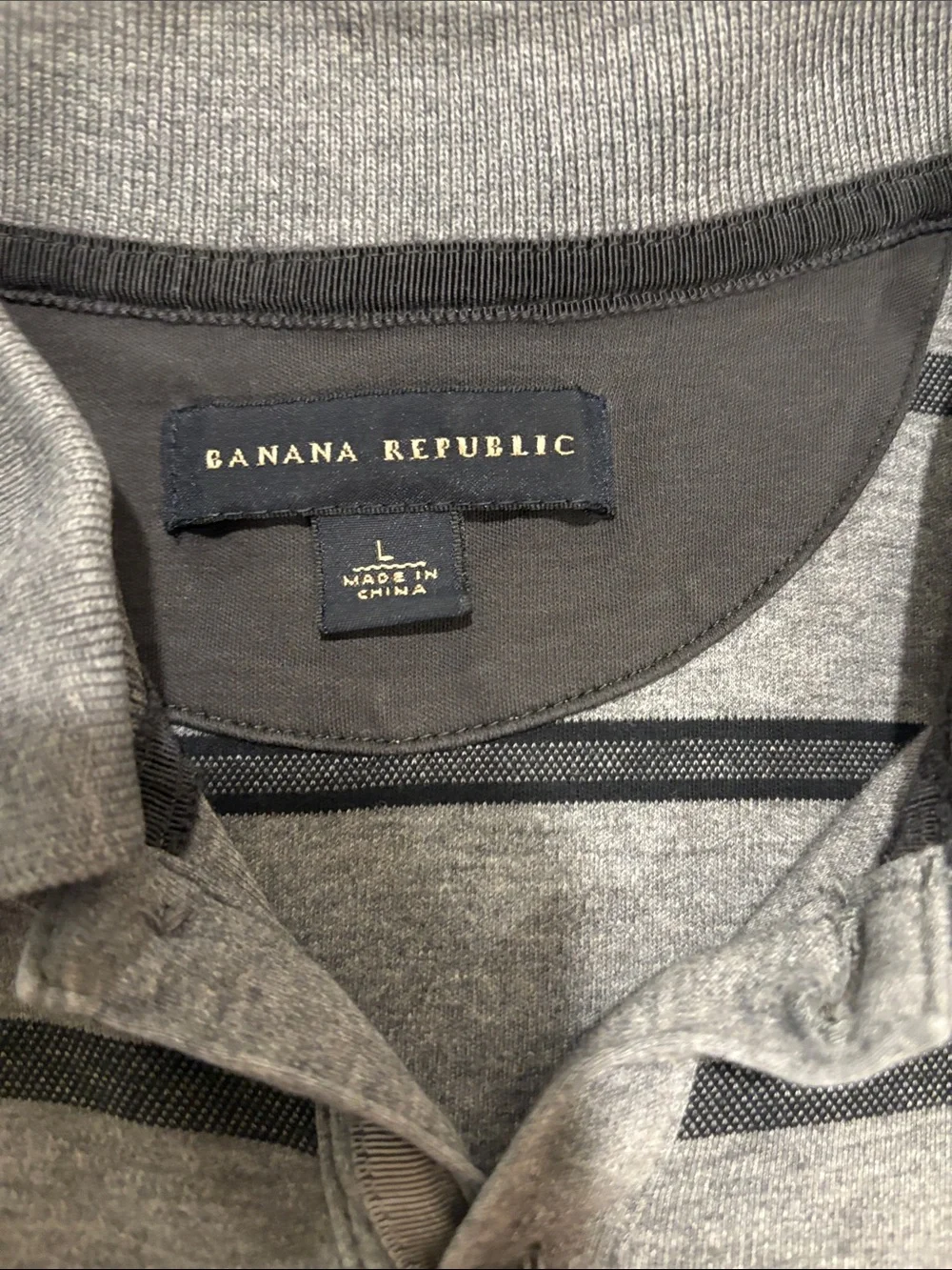 Banana Republic Grey Polo with Dark Stripe Detail